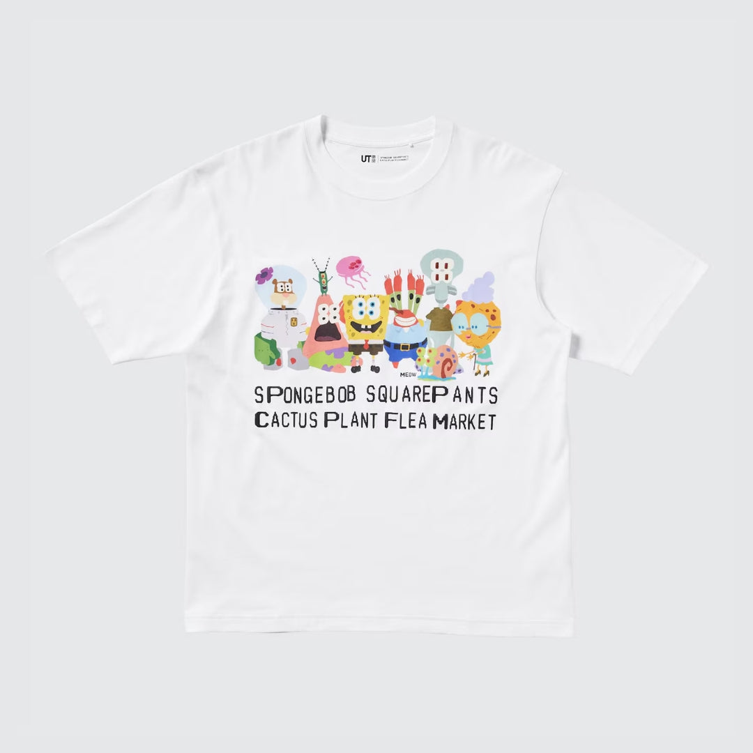 SpongeBob SquarePants Cactus Plant Flea Market UT Graphic T-Shirt Everyone White