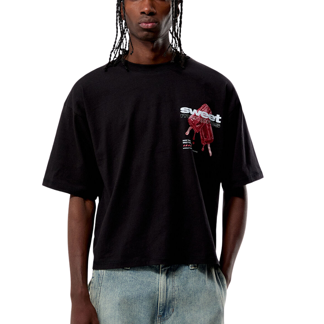 Tee Pacsun "Sweet Cropped Boxy" Black