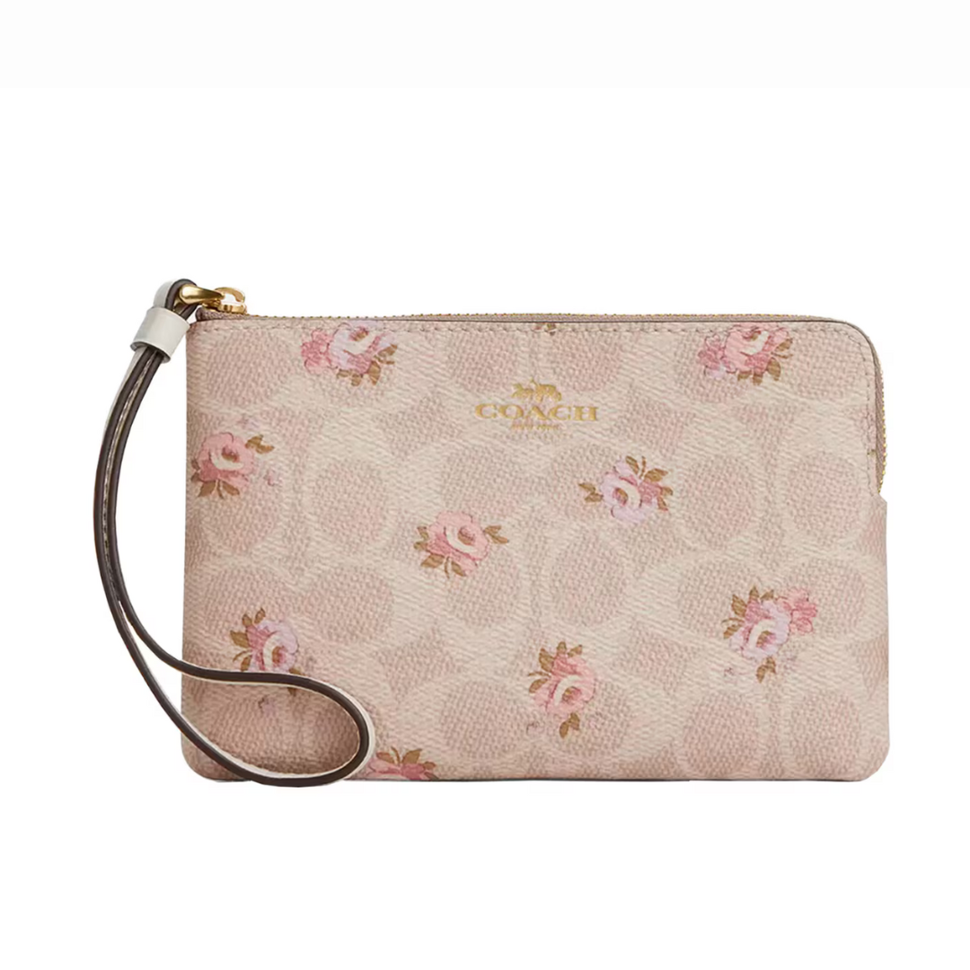 Monedero Coach Beige Flores