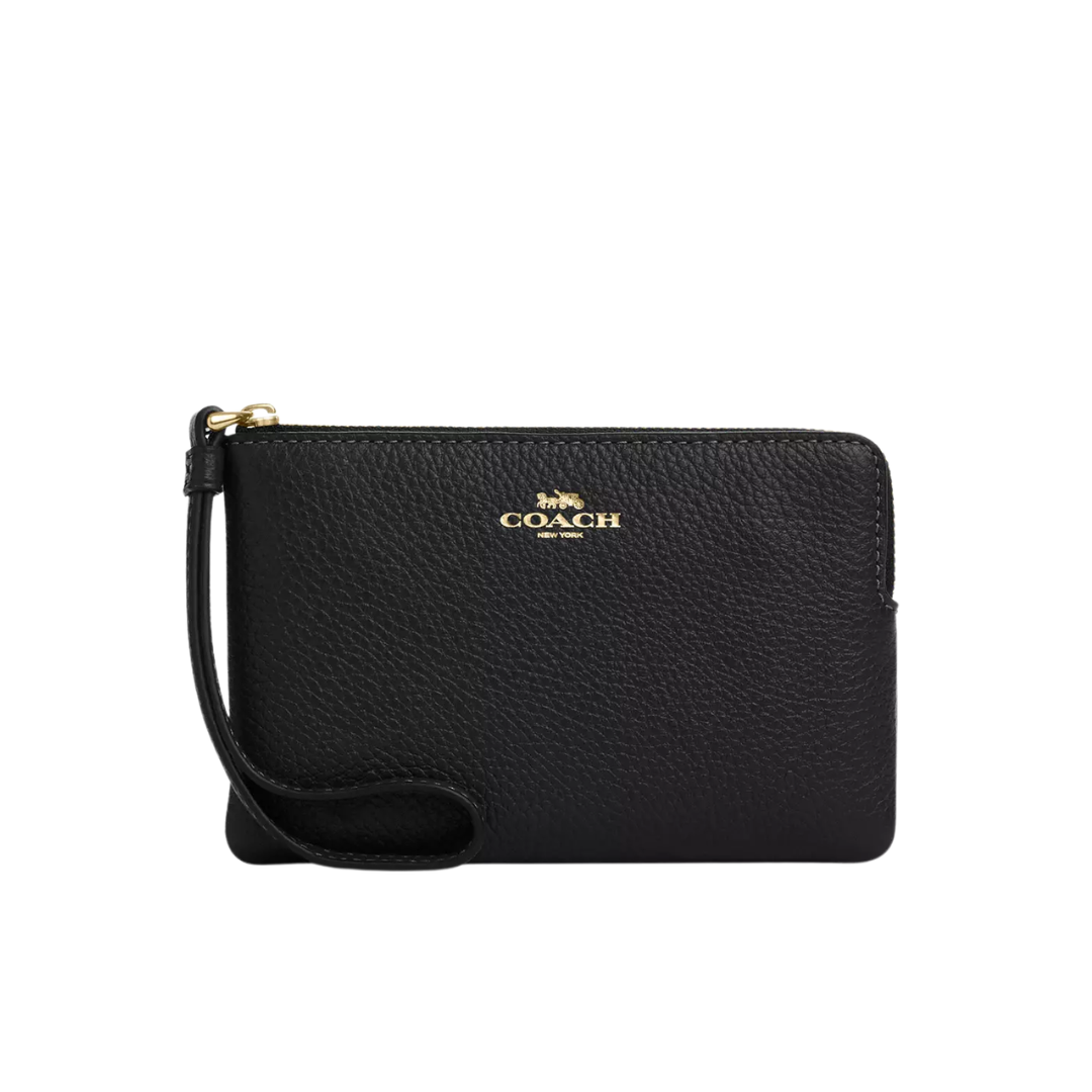 Monedero Coach Corner Zip Wristlet Black