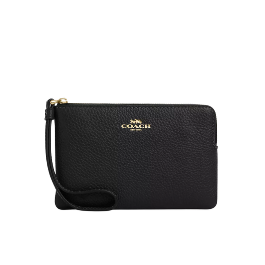 Monedero Coach Corner Zip Wristlet Black