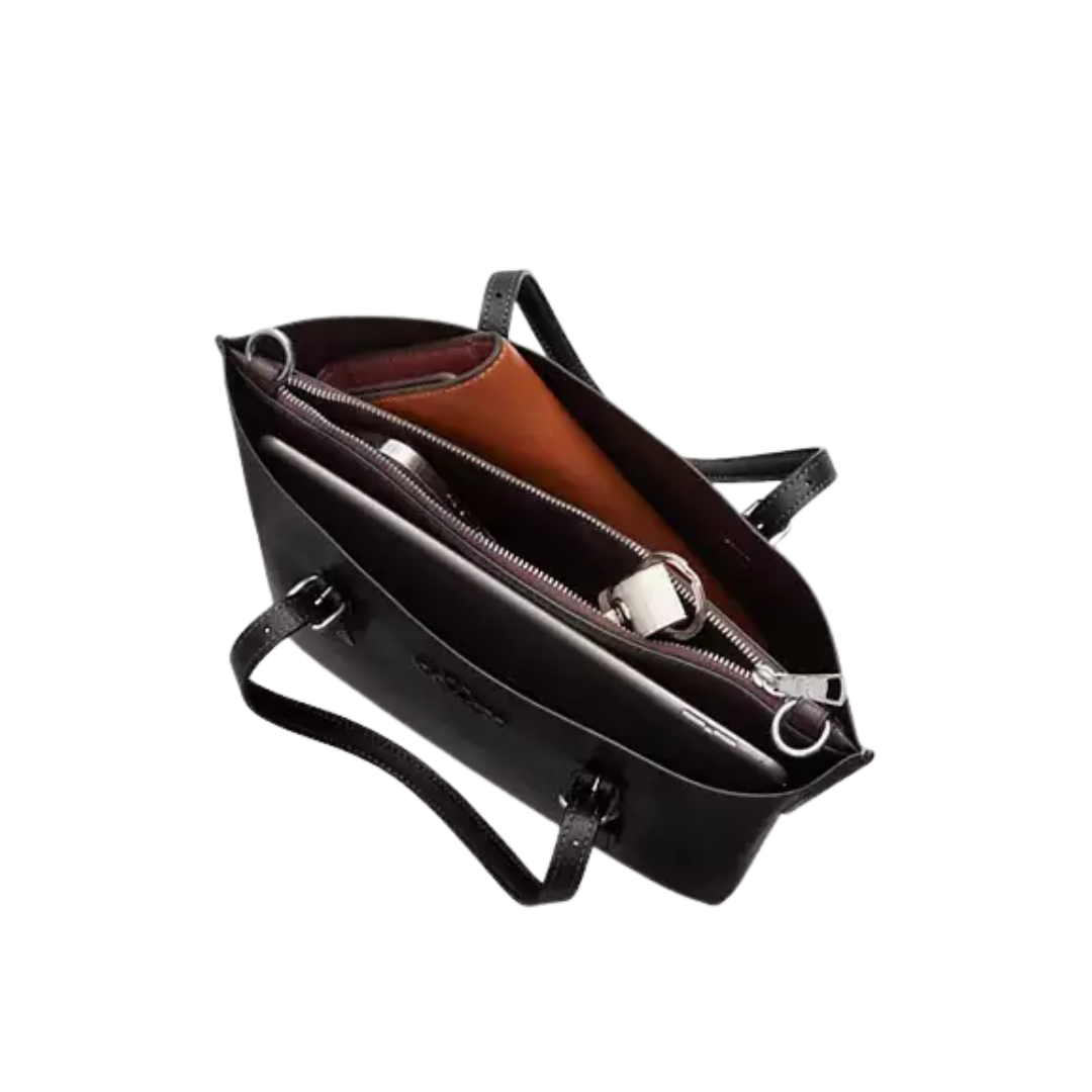Bolsa Coach Mollie Tote Bag 25 In Leather/Silver/Black
