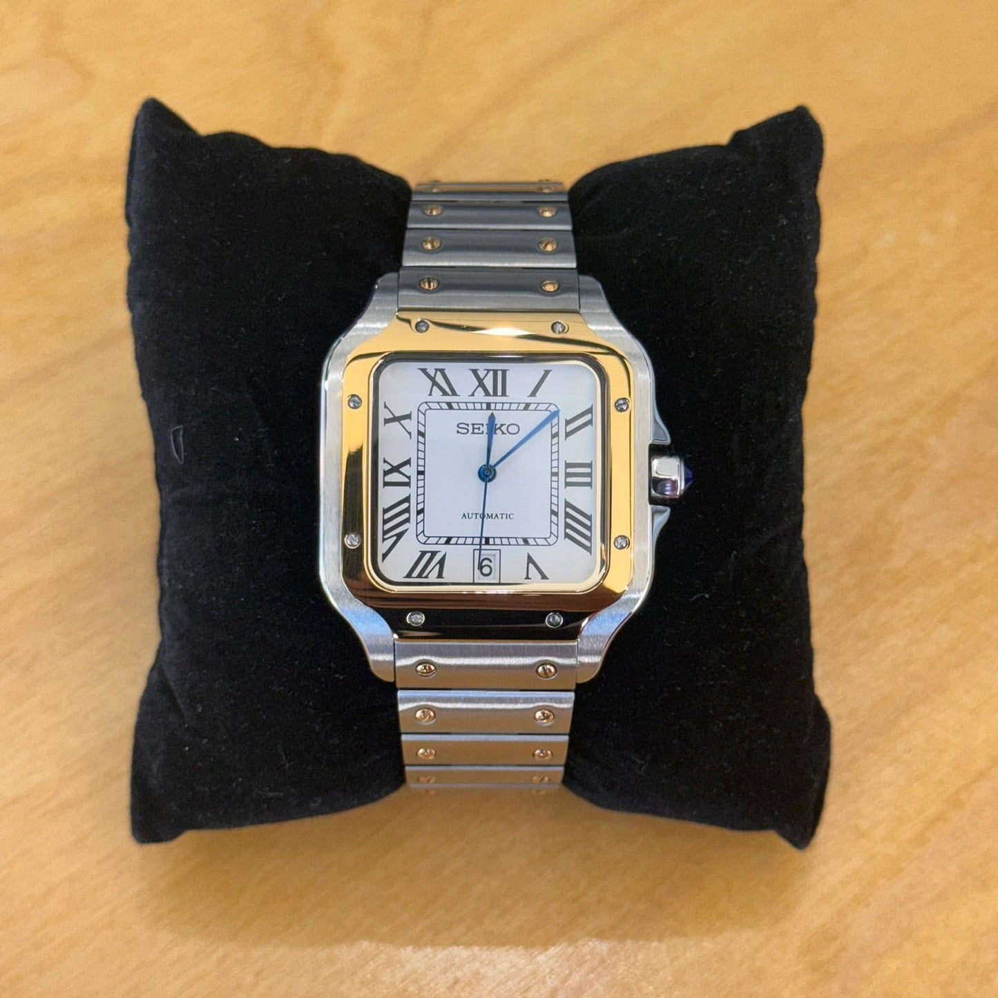 Seiko Mod 'Santos' Carátula Blanca Bisel Dorado